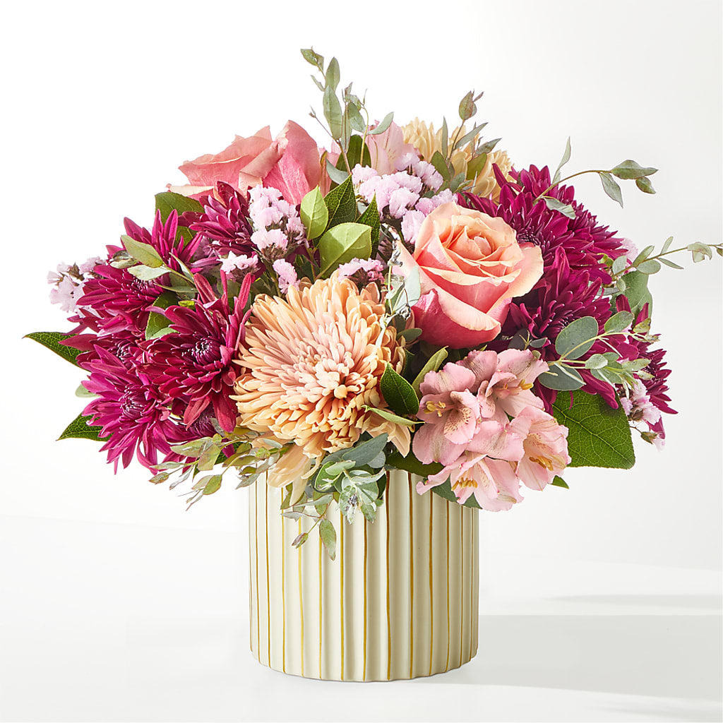 Berry Cobbler Bouquet with Ivory Vase – PETAL & VINE DESIGN INC, Portage IN