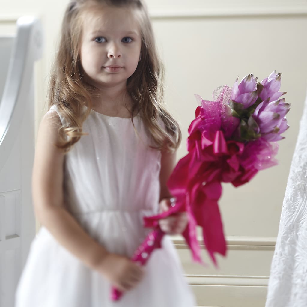 Sparkle Pink Flower Girl Bouquet – PETAL & VINE DESIGN INC, Portage IN