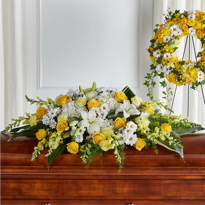 Golden Harmony Casket Spray – PETAL & VINE DESIGN INC, Portage IN