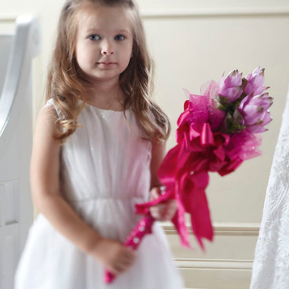 Sparkle Pink Flower Girl Bouquet – PETAL & VINE DESIGN INC, Portage IN